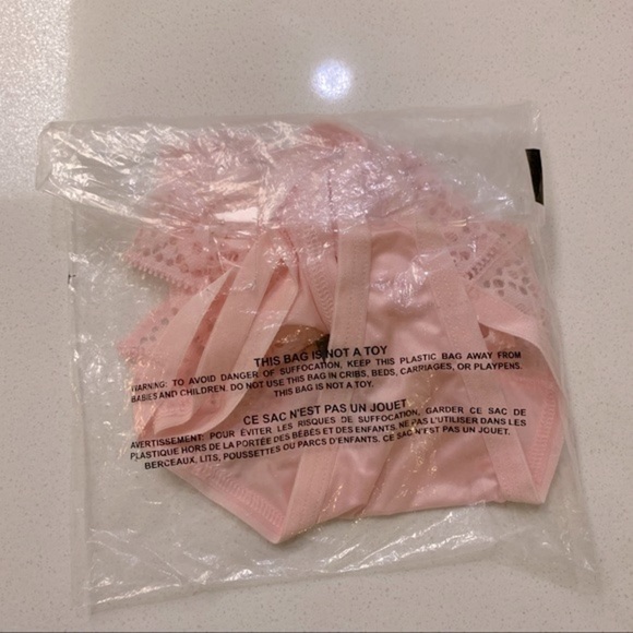 Millennial Pink Banded Lace Strappy Cut-Out Thong Panty - Picture 7 of 7